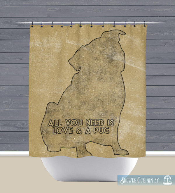 pug shower curtain