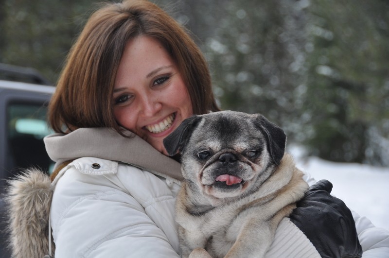 woman with pug